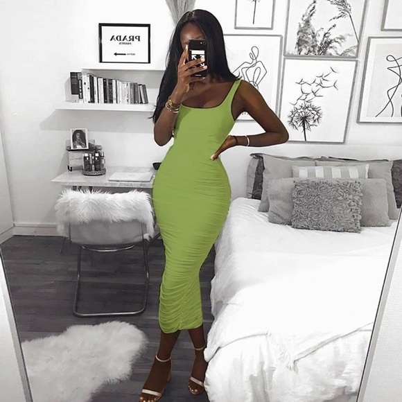 Green bodycon sexy sleeveless elegant party backless streetwear M - Picture 5 of 6
